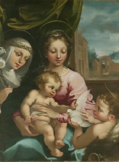 Rutilio Manetti Virgin and Child with the Young Saint John the Baptist and Saint Catherine of Siena Sweden oil painting art